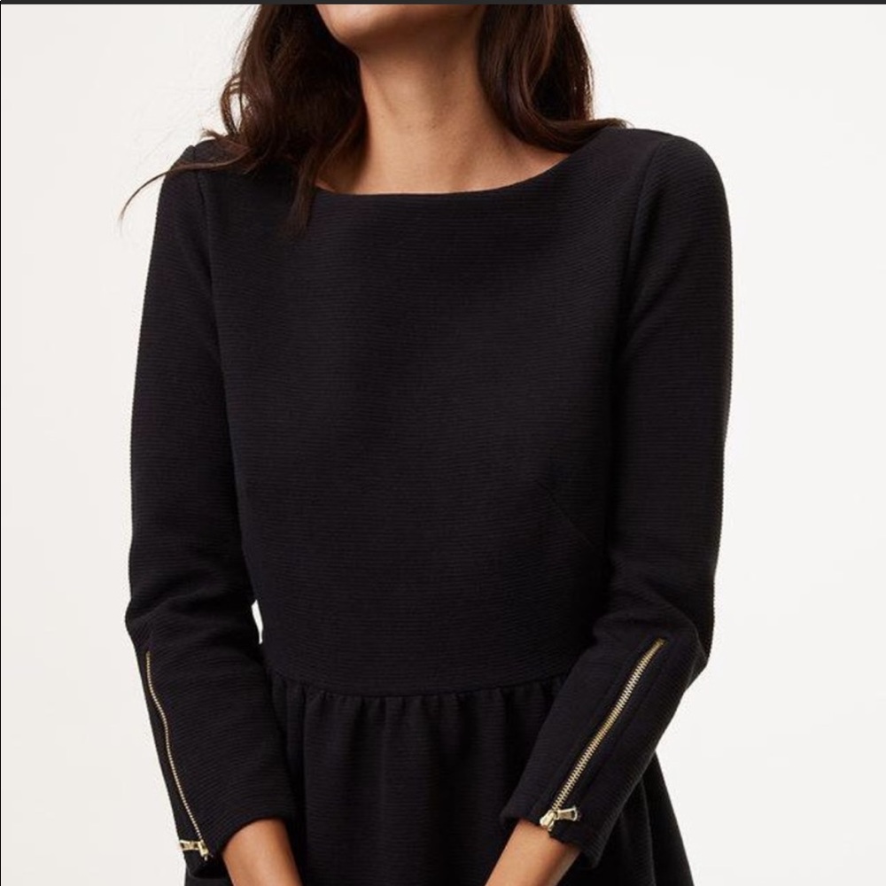 LOFT Zip Cuff Flare Dress Brand New